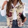 thumbnail image 5 of cocolona Womens Fuzzy Fleece Vest Sleeveless Button Up Jacket Fall Winter Lightweight Casual Floral Print Cropped Cardigan Coat, 5 of 5