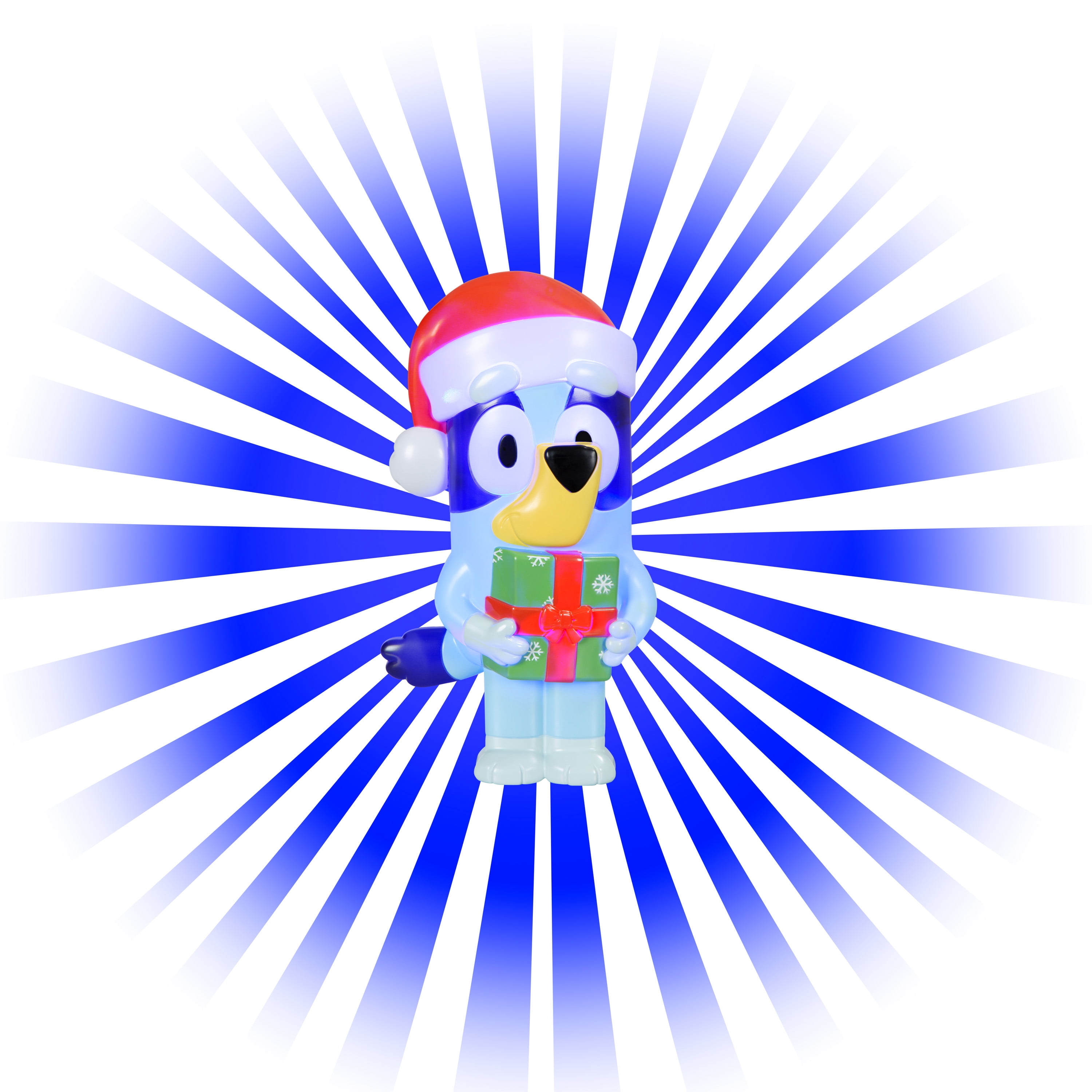 Christmas Battery Operated Holiday Lighting Projector Lights Radiant Beams Blow Mold Hanging Bluey with Santa Hat BBC