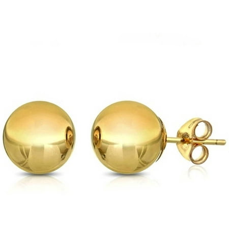 14K Solid Yellow Gold Classic Ball Stud Earrings (4 - (Best Earrings For Guys)