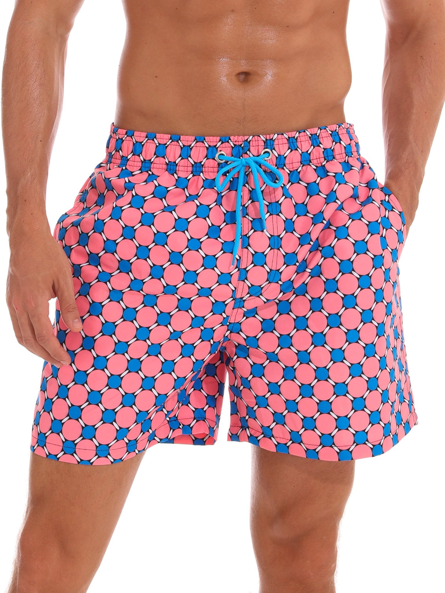 Cindysus Men Beach Pants High Waist Boardshorts Drawstring Swimsuit