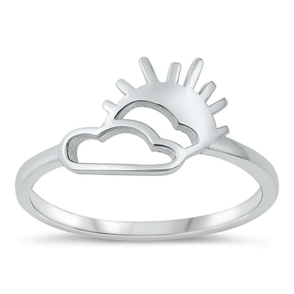 Cute Sun & Cloud Ring .925 Sterling Silver Happiness Band Jewelry Female Male Unisex Size 8