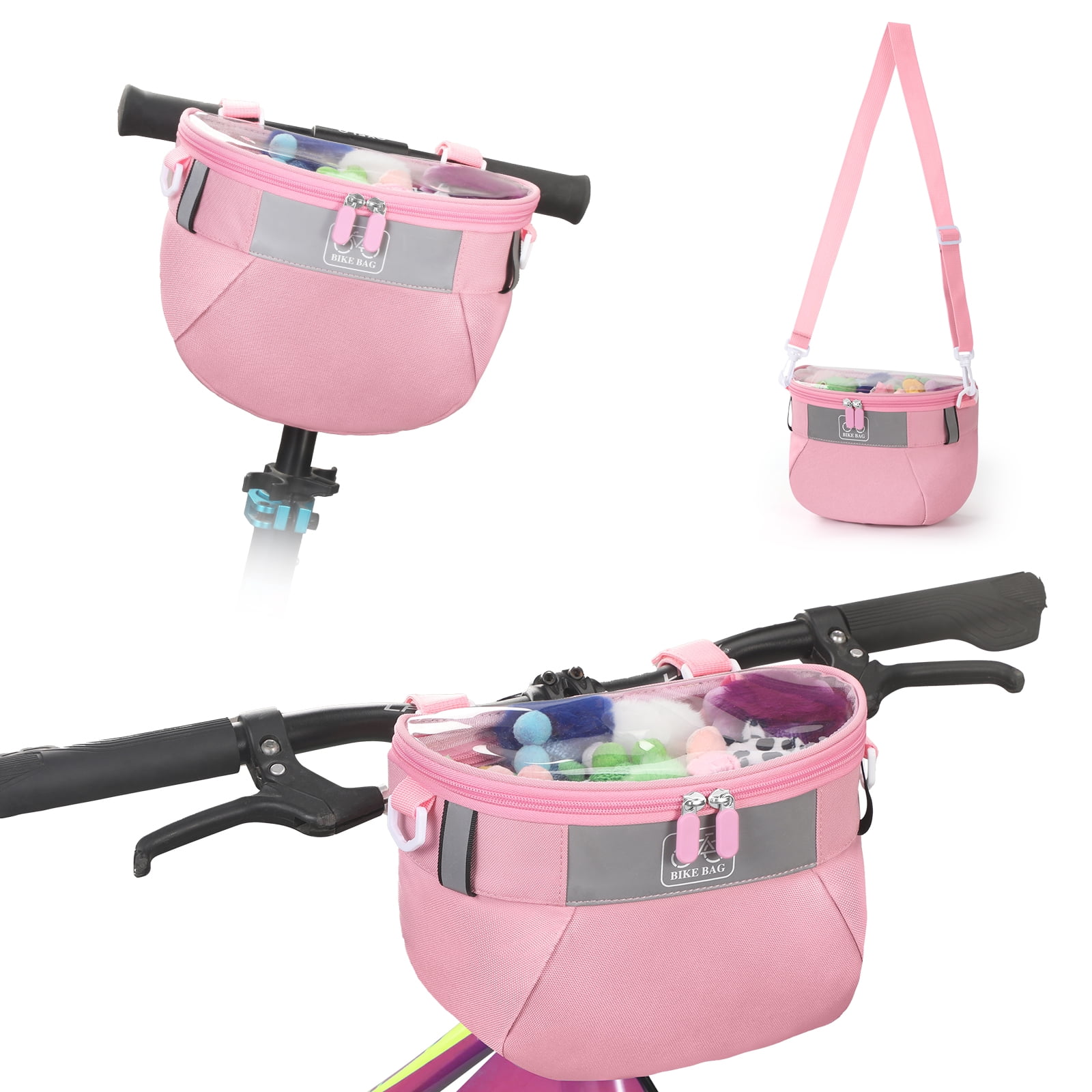 AYAOQIANG Kids Bike Basket,Front Handlebar Bag for Kids Girls Bikes, Semicircle Bike Basket with Zipper for Child Tricycle Bicycle