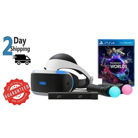 Restored Sony PlayStation VR Bundle PS4 Camera + Accessories VRworlds CUH-ZVR1 (Refurbished)