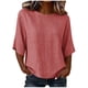 thumbnail image 2 of Neewe Women's Summer Casual Crewneck Half Sleeve T-Shirts Plain Loose Fit Cotton Linen Basic Tops Tees Blouses, 2 of 8