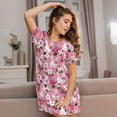 thumbnail image 3 of Picia Rose Rabbit Pattern Women’s Nightdress – Casual Short-sleeved Loose-Fit Sleepwear, Soft Cotton Short-Sleeve Sleep Shirt for Relaxation & Comfort, 3 of 6