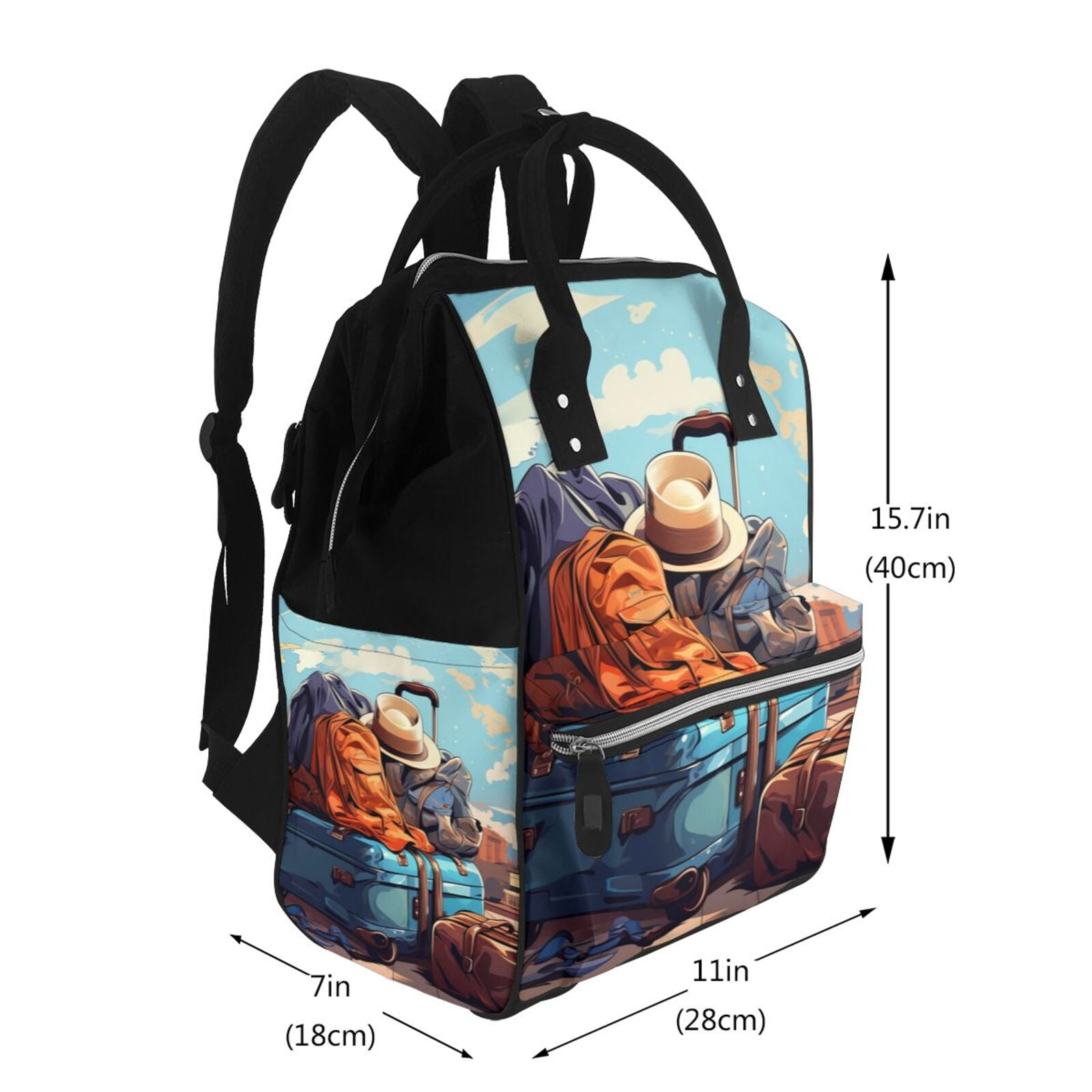 Fuzoiu Colorful Travel Luggage Gear Print Diaper Bag Backpack,Baby Essentials Travel Tote,Multi function Waterproof Diaper Bag, Travel Essentials Baby Bag - Unisex