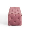 thumbnail image 3 of Tufted Accent Chair Bench, Velvet, Pink, Modern Contemporary Urban Design, Living Lounge Room Hotel Lobby Hospitality, 3 of 9