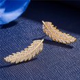 thumbnail image 2 of HAHDAXIA Crystal Leaf Earrings for Women Pierced Leaf Ear Climber Earrings Feather Earrings Rhinestone Leaf Ear Crawler Earrings Hypoallergenic Leaf Stud Earrings, 2 of 6