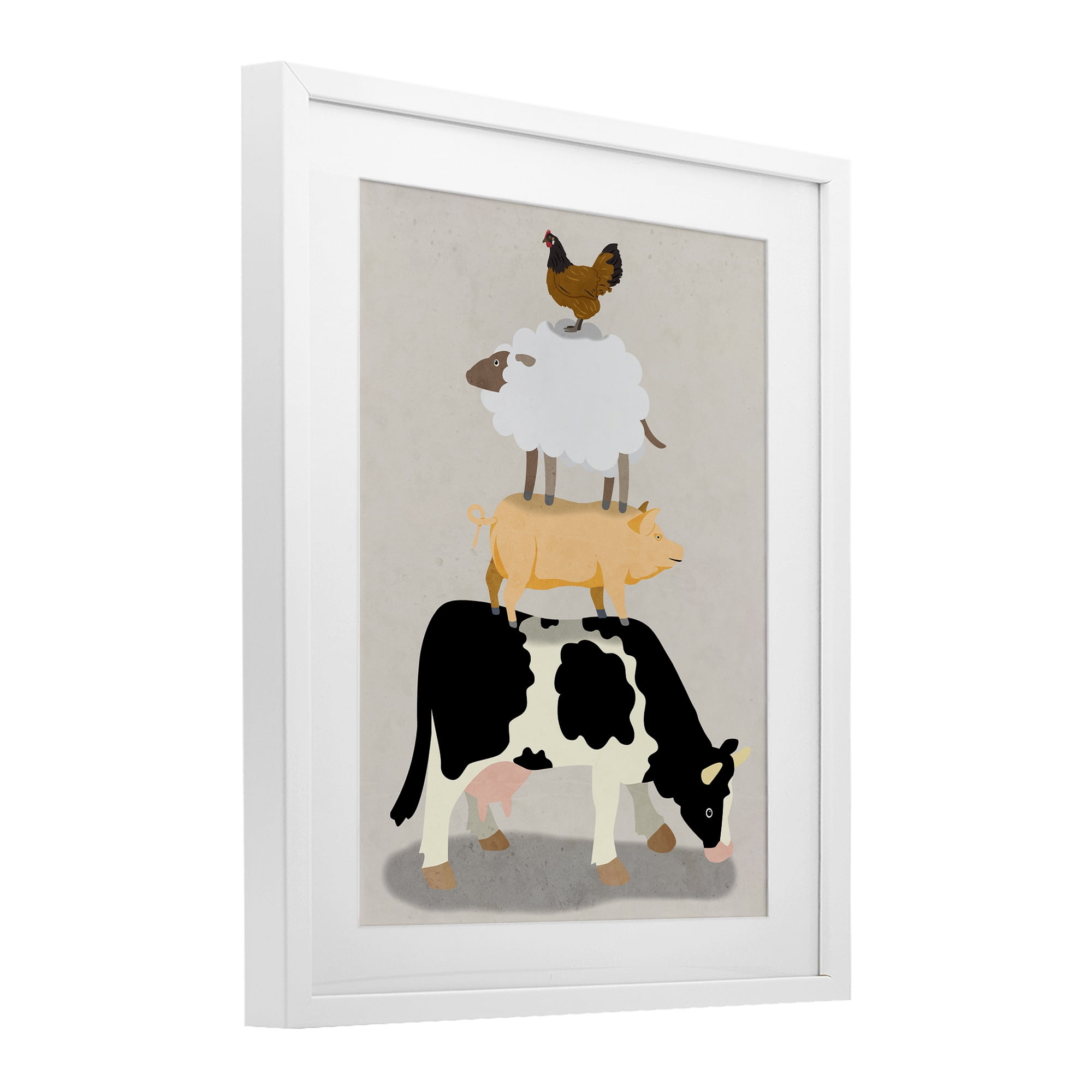 Stupell Industries Farm Stack over Beige White Framed Print Under Glass, design by Marcus Prime