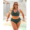 thumbnail image 5 of Womens High Waisted Bikini Sets Drawstring Tummy Control Swimsuits Crisscross Tie Back Bathing Suit, 5 of 11