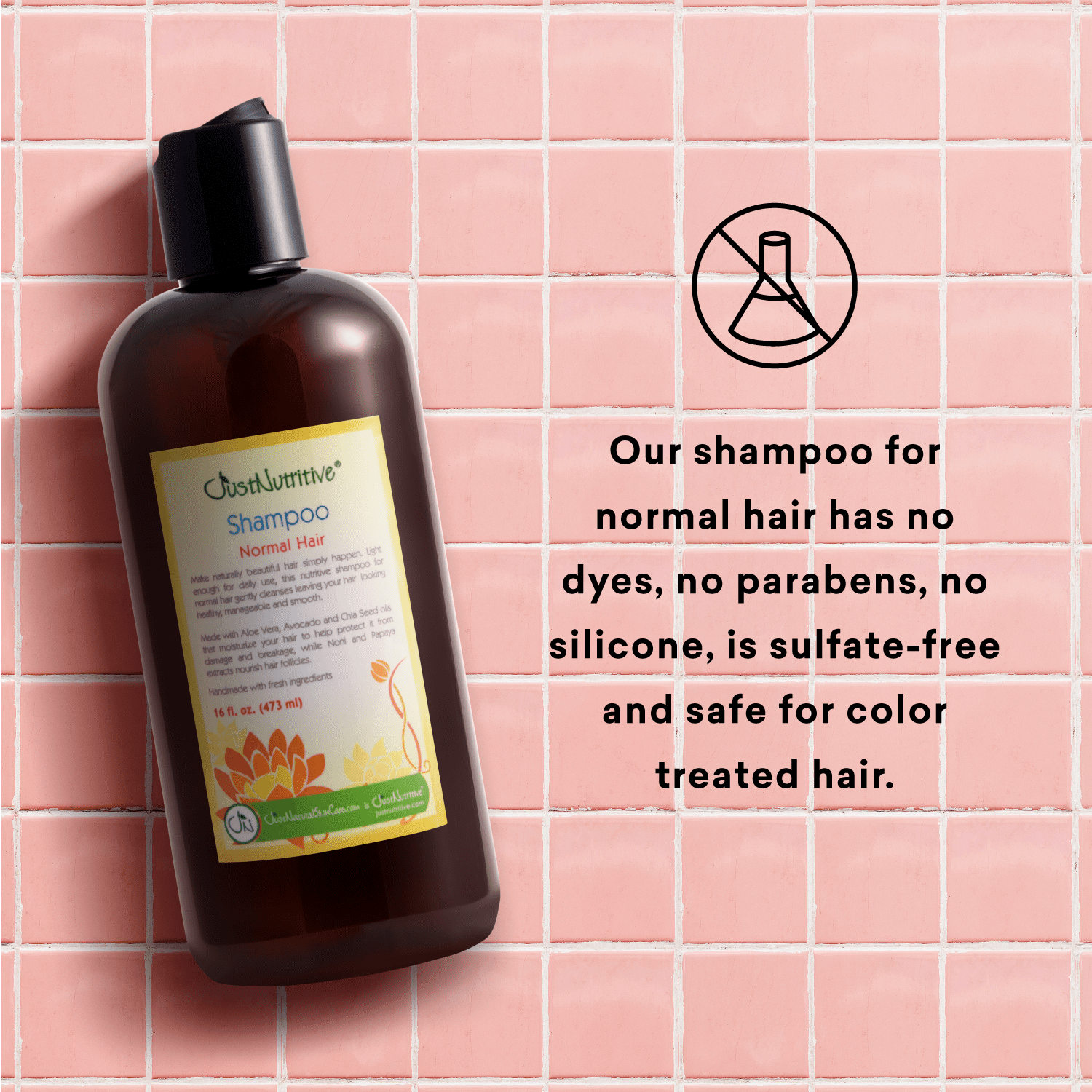 Just Nutritive Normal Hair Shampoo, Nourishes Scalp, Moisturizes Hair, Daily Use, No Sulfate, 16oz