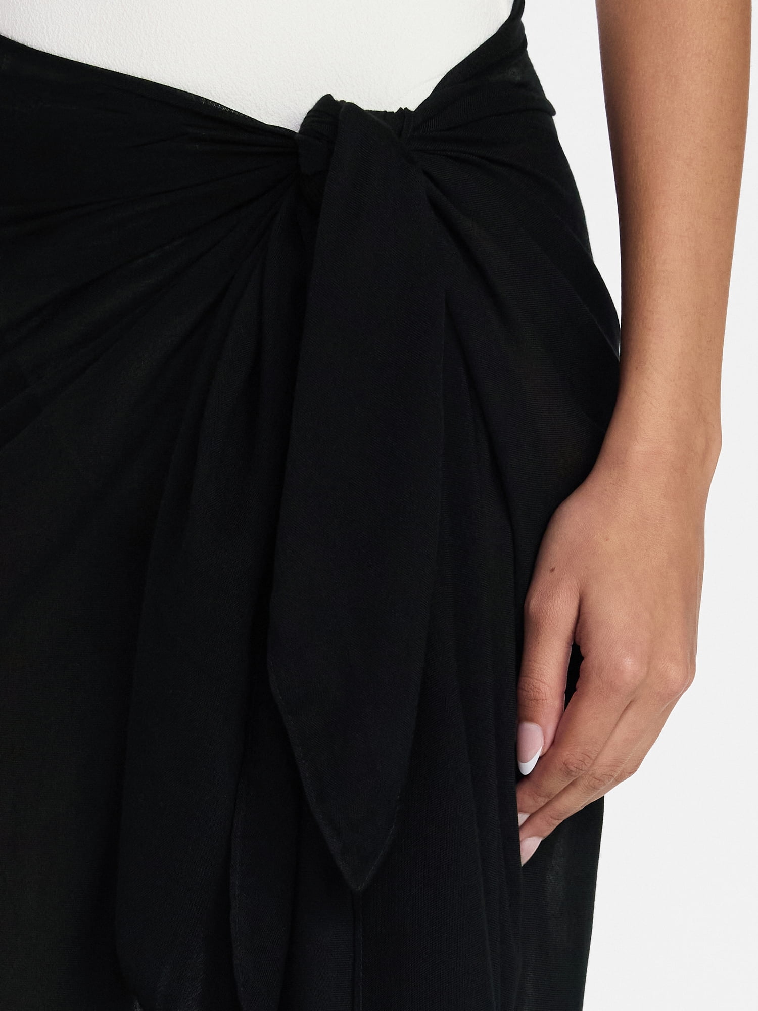 Time and Tru Women's Solid Pareo, One Size, Black Soot