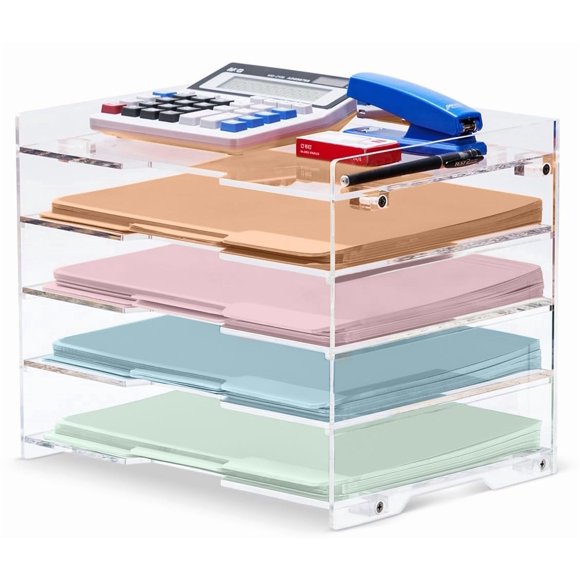 Organisateur de Papier pour Fichiers, Plateau à Lettres pour Bureau, Fournitures de Bureau, Dossier, Accessoires de Rangement, Acrylique Transparent, pour Organisation de Bureau à Domicile Ou à l'École