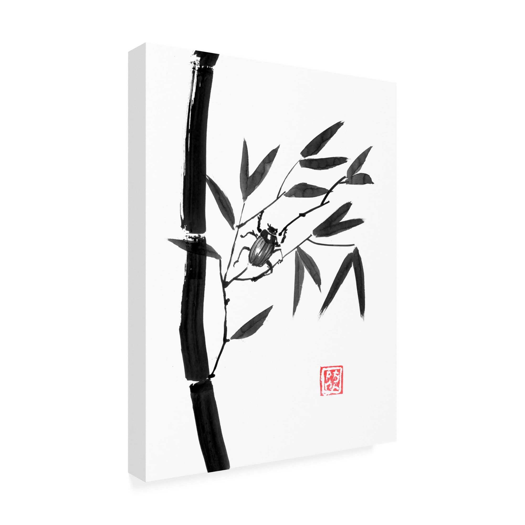 Canvas Wall Art - Pechane 'Bamboo And Beetle' Wall Art for Living Room, Bedroom, or Office Décor by Trademark Fine Art - 18 x 24 Inches