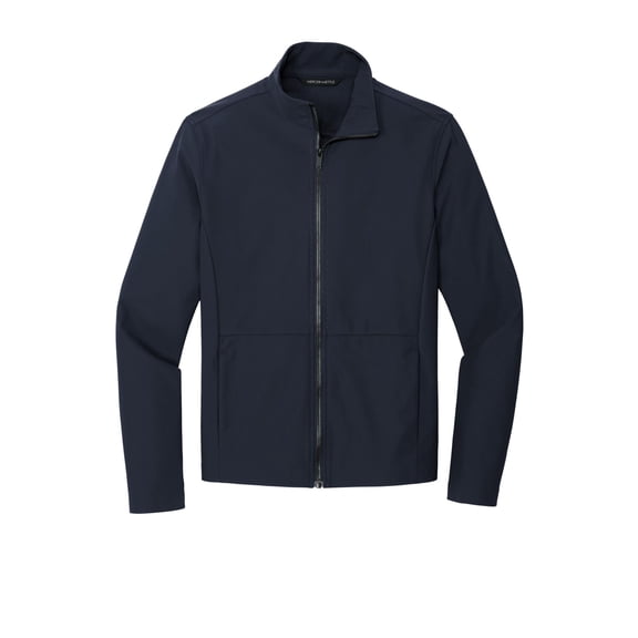 MERCER METTLE Unisex Faille Soft Shell | Business Casual Jacket for Men & Women, Water Resistant, Lightweight - Night Navy 4XL