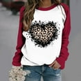 thumbnail image 2 of Plus Size Pullover Tops for Women Valentine's Day Funny Graphic Print Leopard Patchwork Long Sleeve Casual Sweatshirts (Red,L), 2 of 4
