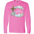 thumbnail image 3 of Inktastic Easter He Has Risen with Cross and Flowers Long Sleeve T-Shirt, 3 of 5