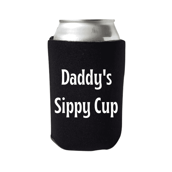 Father's Day Can Cooler, Daddy's Sippy Cup, Happy Father's Day, Dad's Can Coolie Gift, Beer Hugger Gift (Black)