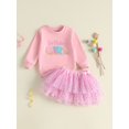 thumbnail image 3 of RUINIXCW Toddler Baby Girl Birthday Outfit Long Sleeve Sweatshirt with Tulle Skirt, 3 of 9