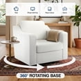 thumbnail image 4 of COOLHUT Swivel Accent Chair, Linen Fabric Modern Upholstered Armchair with Plump Back Pillow, Comfort Barrel Reading Chair for Living Room Bedroom, White, 4 of 11