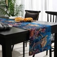 thumbnail image 4 of Coastal Turtle Cotton Linen Small Table Runner 13 x 48 inch Turquoise Coral Tropical Ocean Animal Fish Non-slip Rectangular Dining Table Decor for Wedding Party Holiday Dinner, 4 of 8