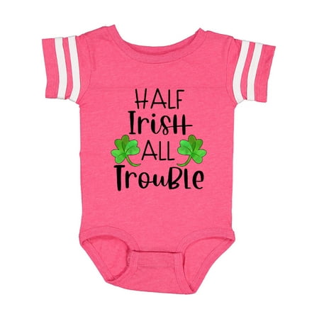 

Inktastic Half Irish All Trouble with Green Clovers Gift Baby Boy or Baby Girl Bodysuit