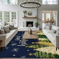 thumbnail image 3 of Large Area Rugs for Living Room Bedroom, Navy Blue Christmas 6'x9' Rug Washable Carpet Runner Indoor Outdoor, Xmas Tree Snowflakes Winter Non Slip Floor Mats Rug for Kitchen, Playroom, 3 of 8