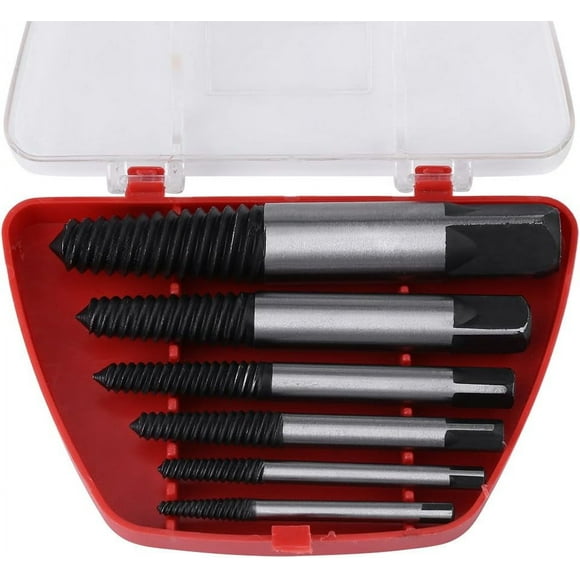 Ensemble Avancé d'Extracteur de Vis, Kit de Retrait de Vis Abîmées et de Vis Dénudées, 6 Pcs pour Usage Domestique et Professionnel, Comprend un Contenant de Rangement Pratique