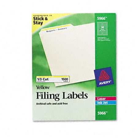 Avery Self-Adhesive Laser/Inkjet File Folder Labels- Yellow Border- 1500/Box