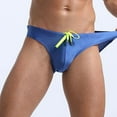 thumbnail image 3 of Jinhomg Men's Swim Briefs Basic Solid Quick Dry Bikini Swimsuit Breathable Comfy Low Rise Sport Swimwear with Adjustable Drawstring Fall Saving Dark Blue M, 3 of 5