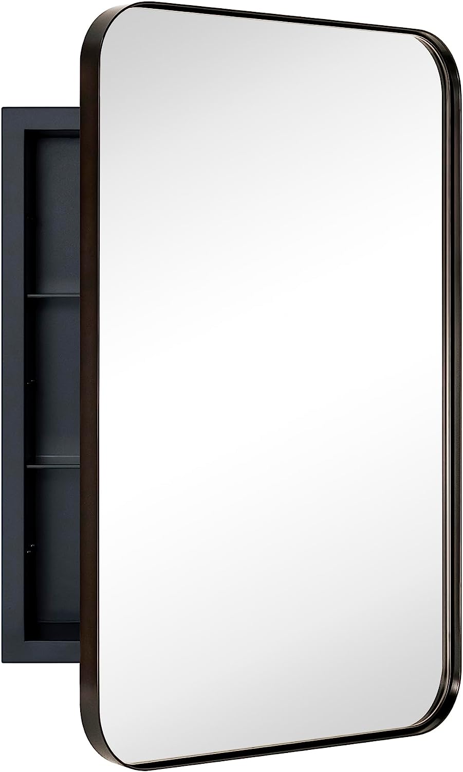 GUAIPOU Matt Black Rectangle Recessed Bathroom Medicine with