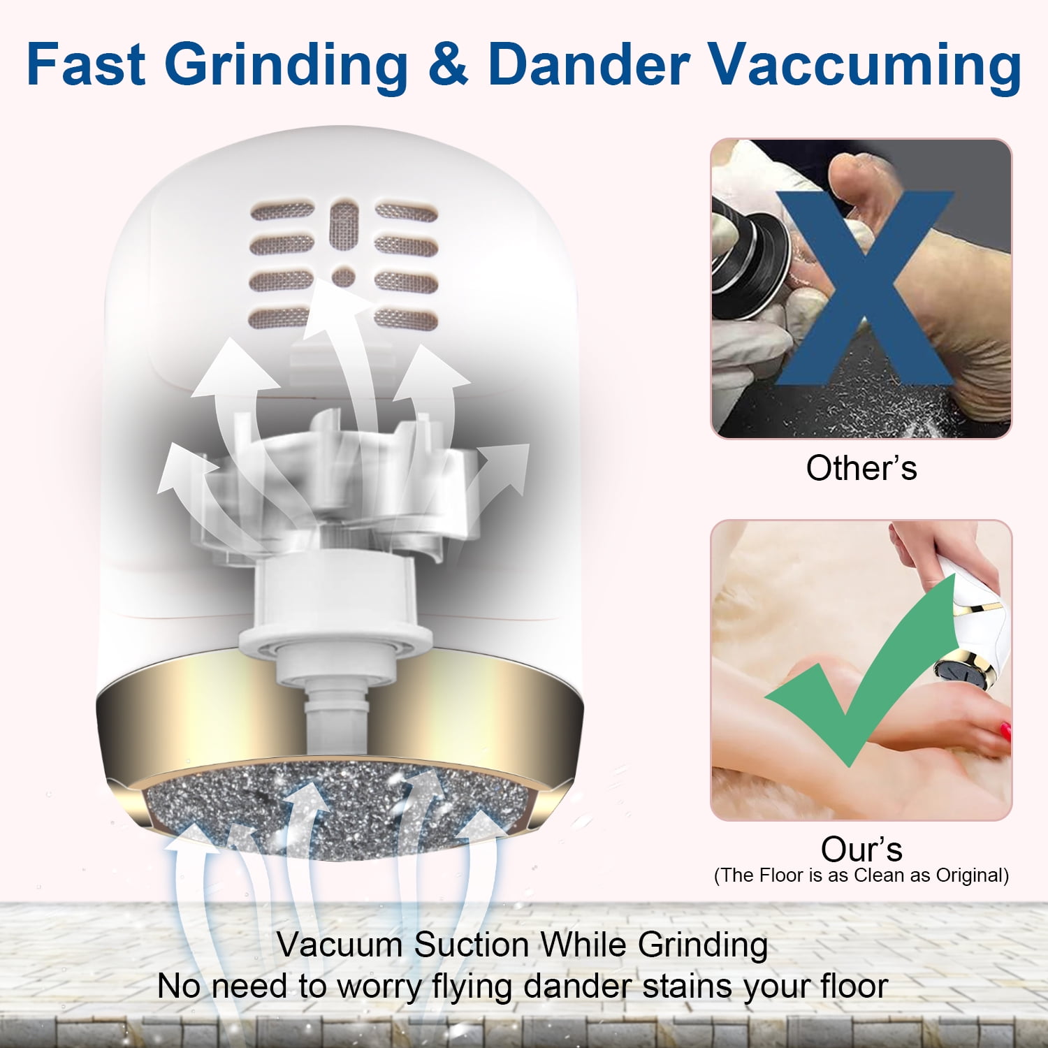 Electric Foot Callus Remover w/ Vacuum Cleaner,25 in 1 Rechargeable Portable Foot Grinder Feet Scrubber File w/2 Speed,3 Grinding Head,LCD Display,Professional Pedicure Kit Tools for Foot Dead Skin