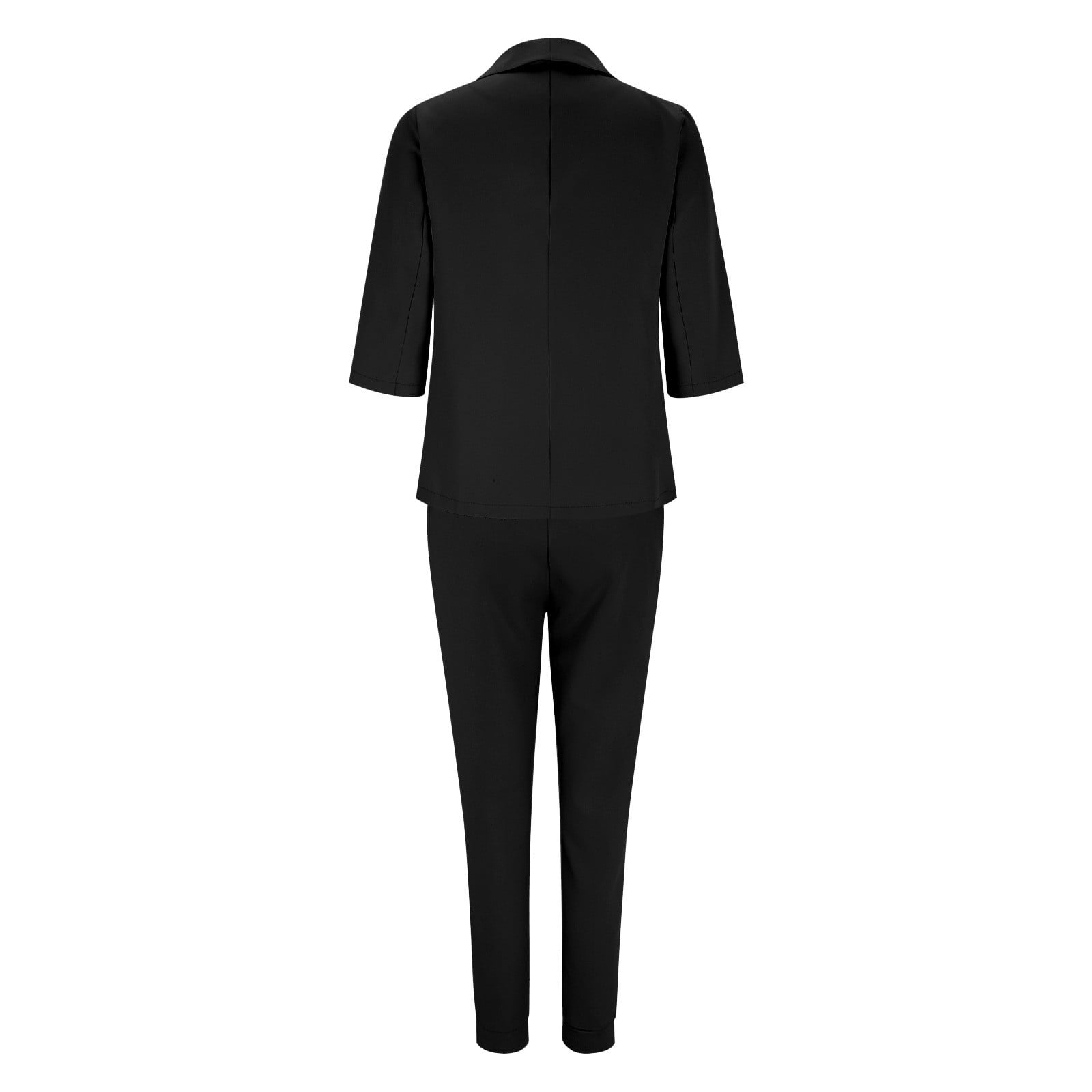 Dressy Business 2 Piece Sets for Women Fall Fashion Slim Long Sleeve Lapel Neck One Button Suit Jackets Fitted Out Work Solid Color Zip Trousers