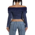 thumbnail image 4 of Long Sleeve Crop Tops with Gradient Ribbed Pattern for Women, 4 of 5