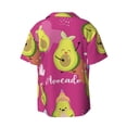 thumbnail image 2 of JUNZAN Mens Casual Button Down Shirts Short Sleeve Pink Green Avocado Print Shirt-3X-Large, 2 of 7