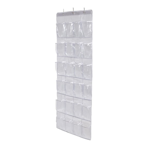 yotijay 24 Pockets Over Door Hanging Shoe Organizer,160x48cm - White, 160x48cm Clear-for Shoes-B
