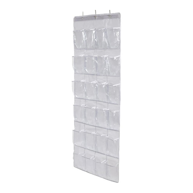 Organizador de zapatos de puerta Sunnimix con 24 bolsillos transparentes blanco