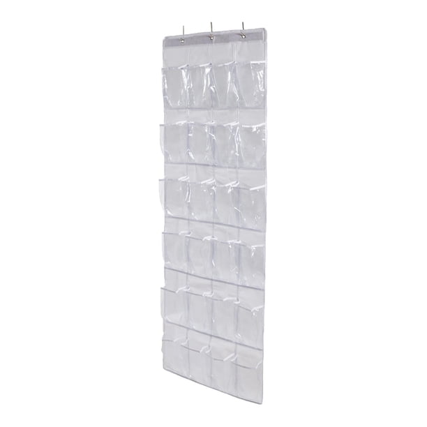 Organizador de zapatos para colgar sobre la puerta, soporte para zapatos colgante con 24 bolsillos de tela para Claro-para Zapatos-B