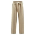 thumbnail image 5 of CQONEPT Men's Pants Bootcut Wide Leg Drawstring Full Length Pant Casual Slacks Baggy Trendy Trousers with Pocket Khaki 2XL, 5 of 7