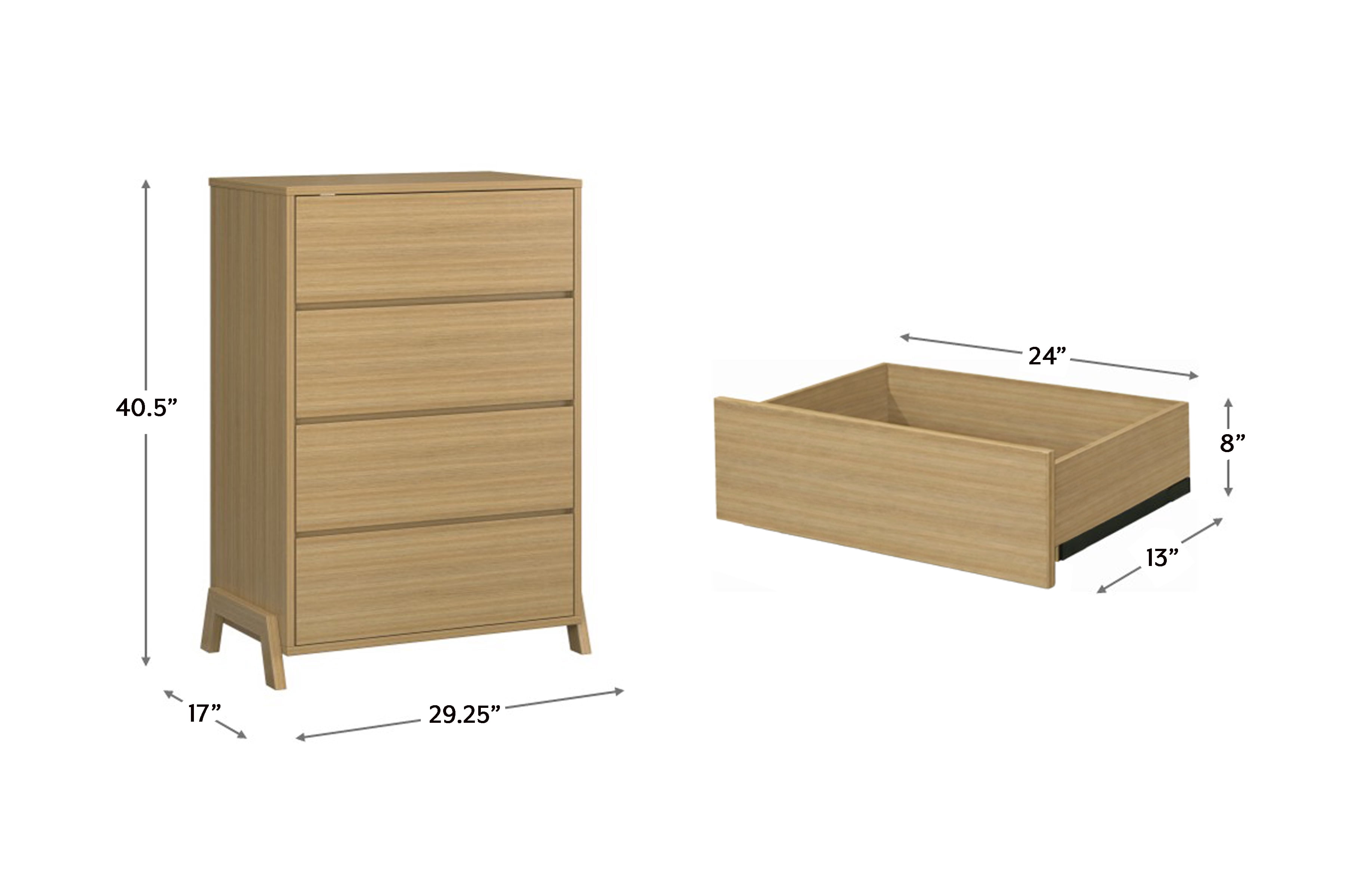 Mainstays Modern 4 Drawer Dresser, Natural Teak