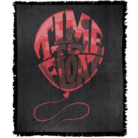 It: Chapter 2 Blanket, 50'x60' Pennywise We All Float Woven Tapestry Cotton Blend Fringed Throw Blanket