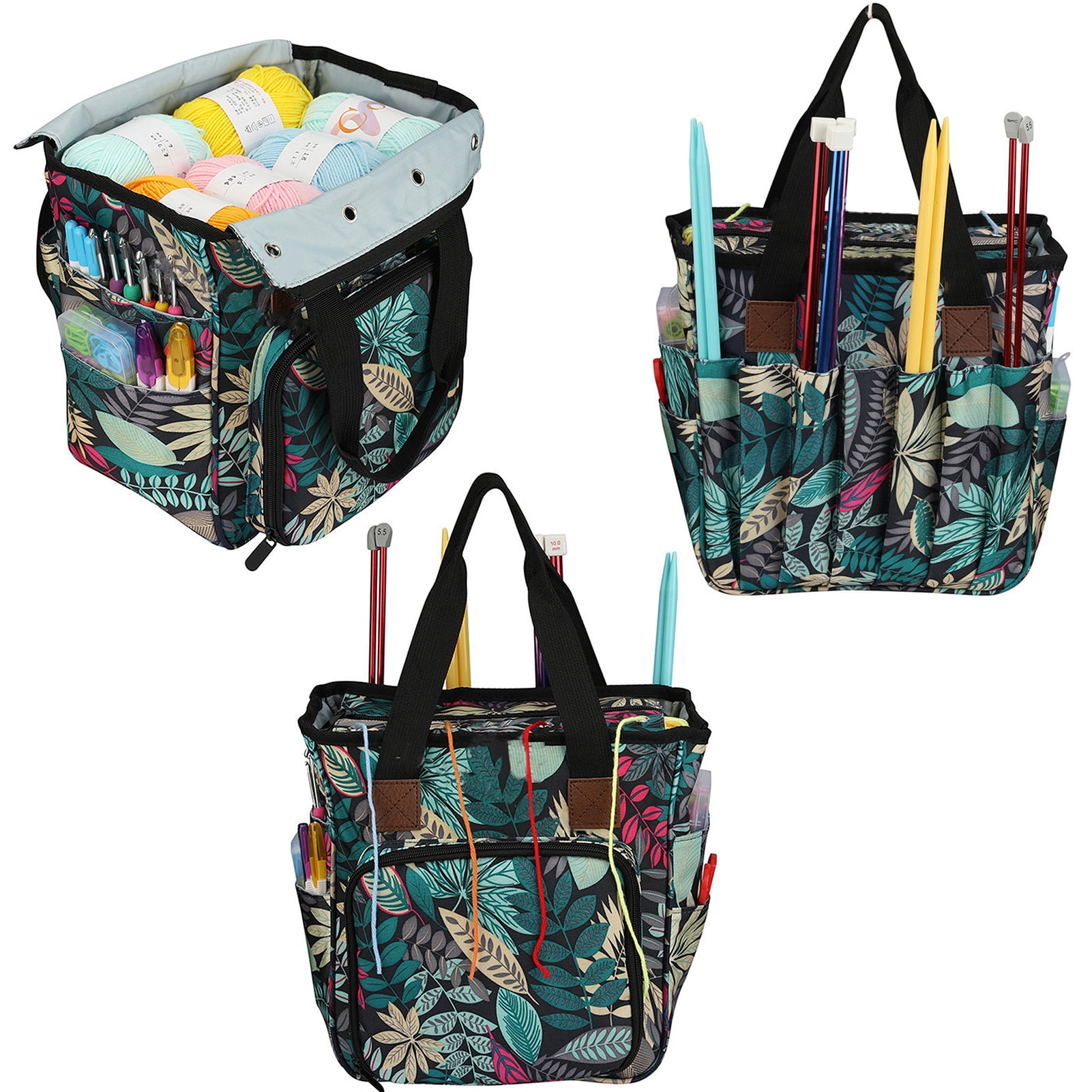 Crochet Organizer Bag,Knitting Storage Organizer,Wool Storage Bag Multifunction Organizer Crochet Knitting Yarn Tote Craft Sewing Supplies