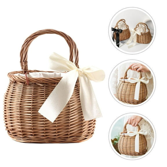 HOMEMAXS Brown Handwoven Rattan Basket for Storage Decorative Container Perfect for Fruits and Snacks 1pc