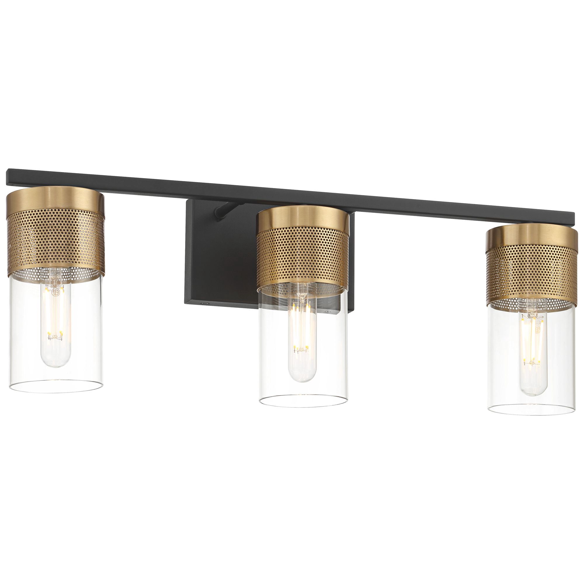 Possini Euro Design Berlin 23 1/2" High Modern 3 Light Bathroom Vanity Wall Lamp Light Fixture Mount Hardwired Black and Gold