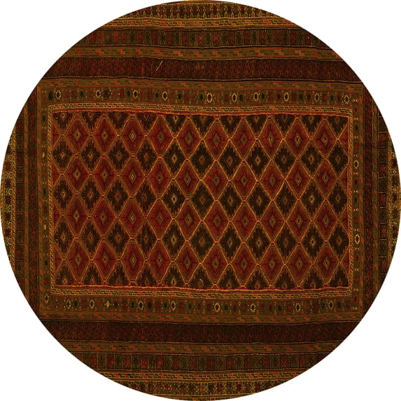 Ahgly Company Indoor Round Abstract Yellow Contemporary Area Rugs, 6' Round