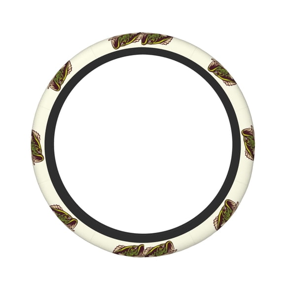 Logiee Largemouth Bass Fish (3) Print Breathable Elastic Steering Wheel Cover, Non-Slip Stretch Steering Wheel Protector,Universal 15 Inch Fit Auto, Suvs, Truck