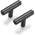 thumbnail image 1 of Lot de 2 Poignées de Meuble Rondes, Poignée en T Style Euro, Noir Mat (Bouton), 1 of 6