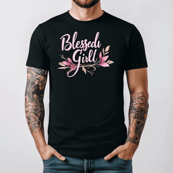 Blessed Girl Floral Graphic Pink Aesthetic Faith Design Tee V14989,for unisex up to 3XL