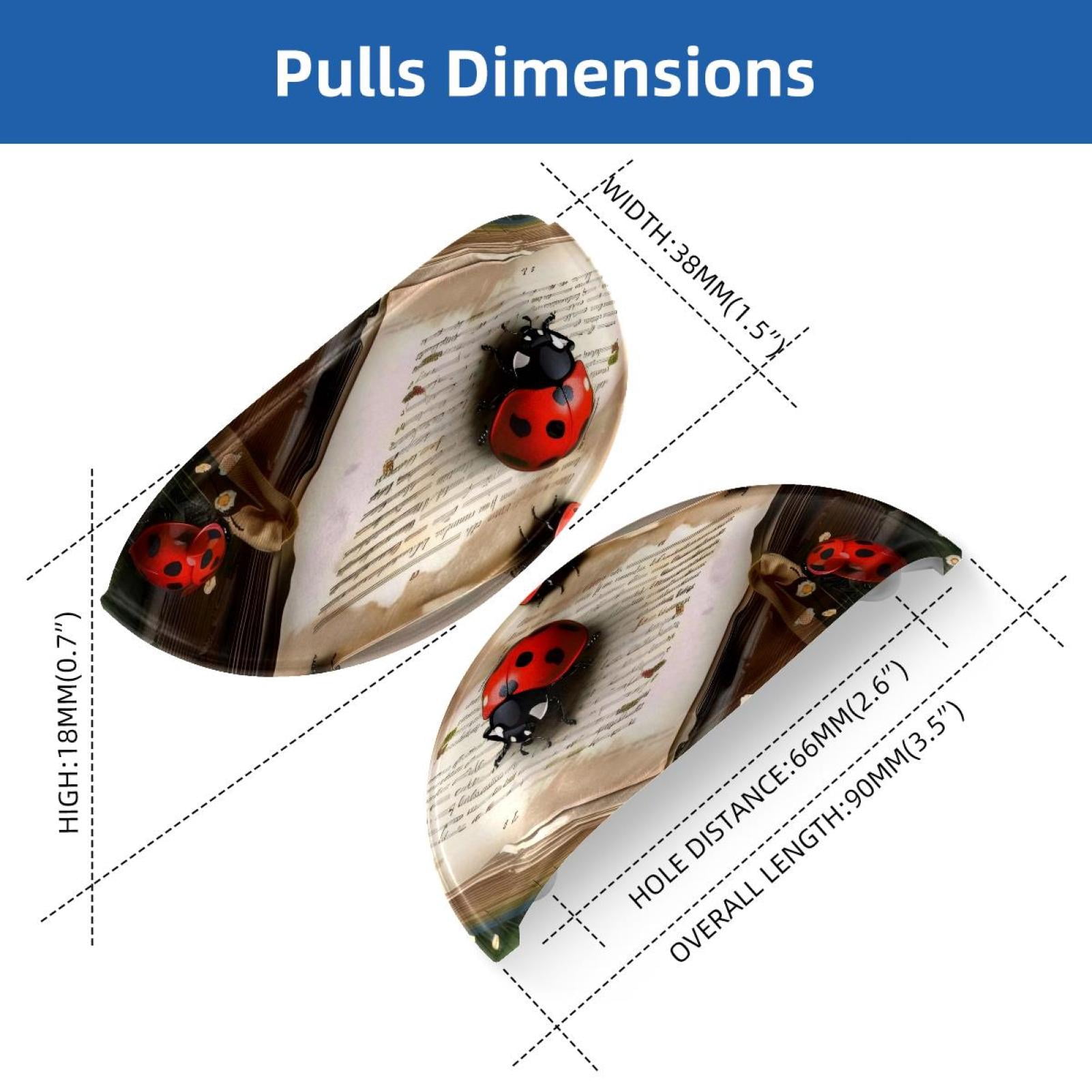 PhooArto 6 Pcs Cup Drawer Pulls, Book Ladybugs Little Daisy Shell Shape Handles Cabinet Knobs for Dresser Cupboard Closet Wardrobe with Screws