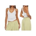 thumbnail image 3 of Women'S Spaghetti Strap V-Neck Ribbed Tank Tops for Women Slim Fitted Camisole Basic Shirts White S, 3 of 7